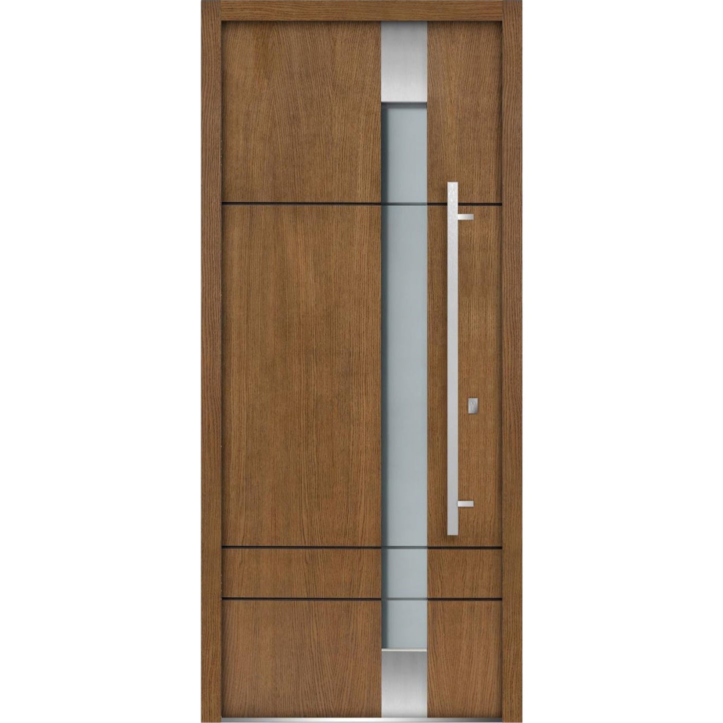 Linea Oak Exterior Front Modern Entry Stainless Steel Security Door