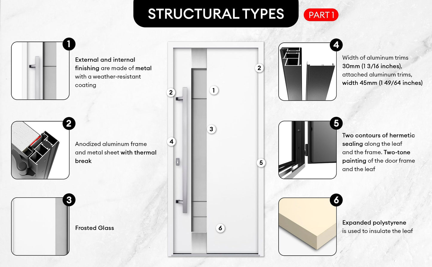 Linea Polar Exterior Front Modern Entry Stainless Steel Security Door