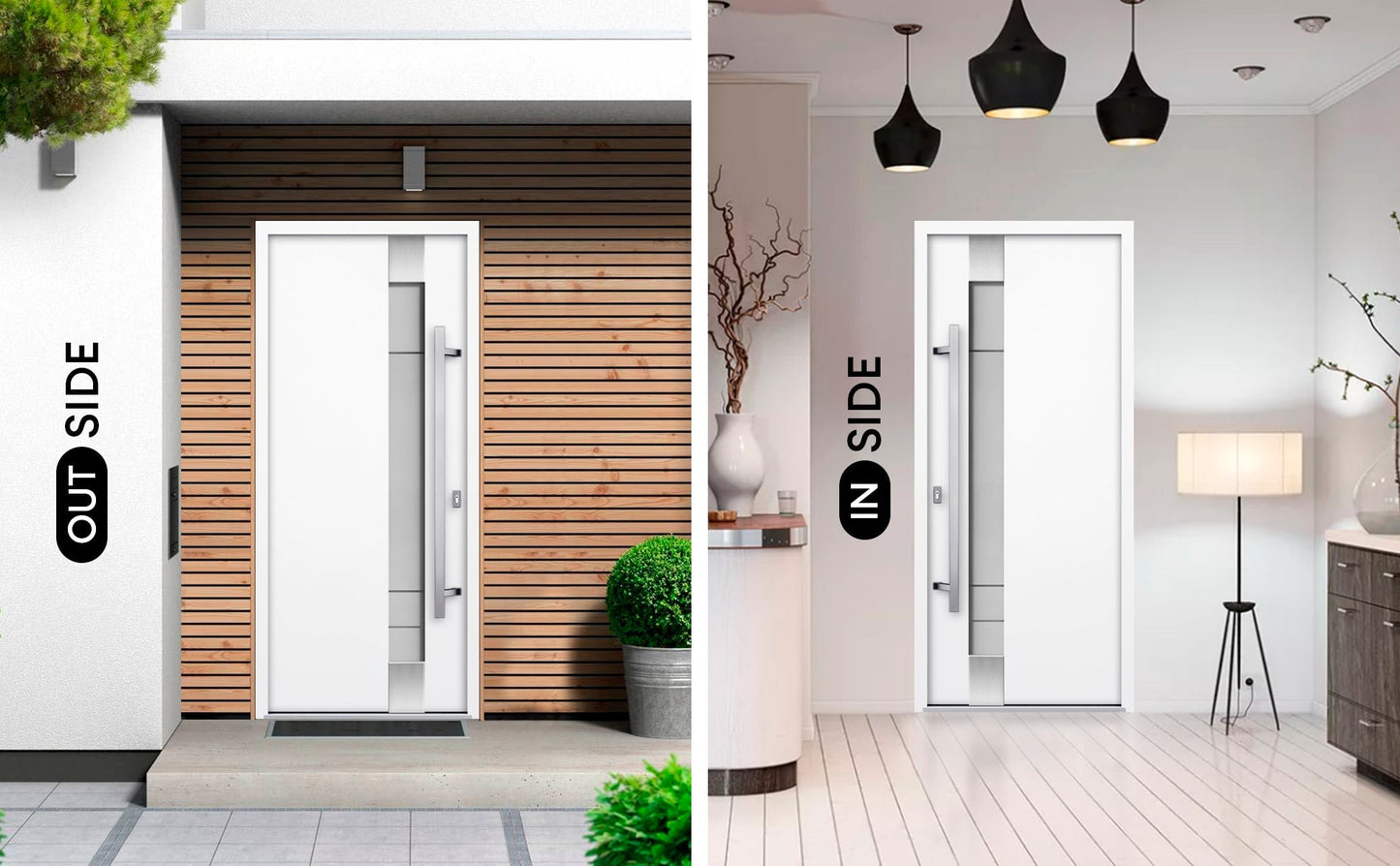 Linea Polar Exterior Front Modern Entry Stainless Steel Security Door