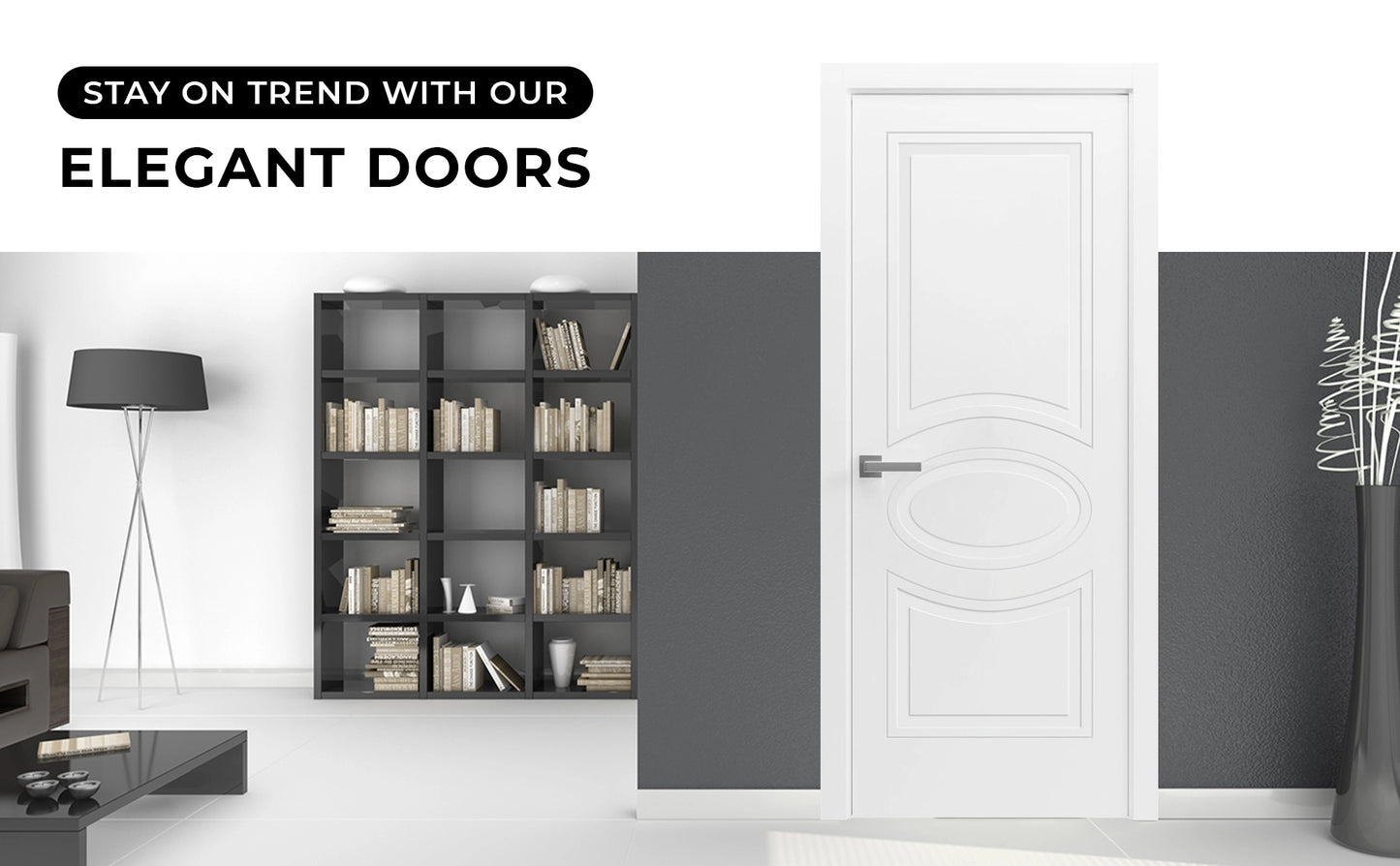 Versailles White Painted Modern Classics Interior Bedroom Bathroom Apartment House Door Complete set with Frames and Casings Included by Doors Near Me
