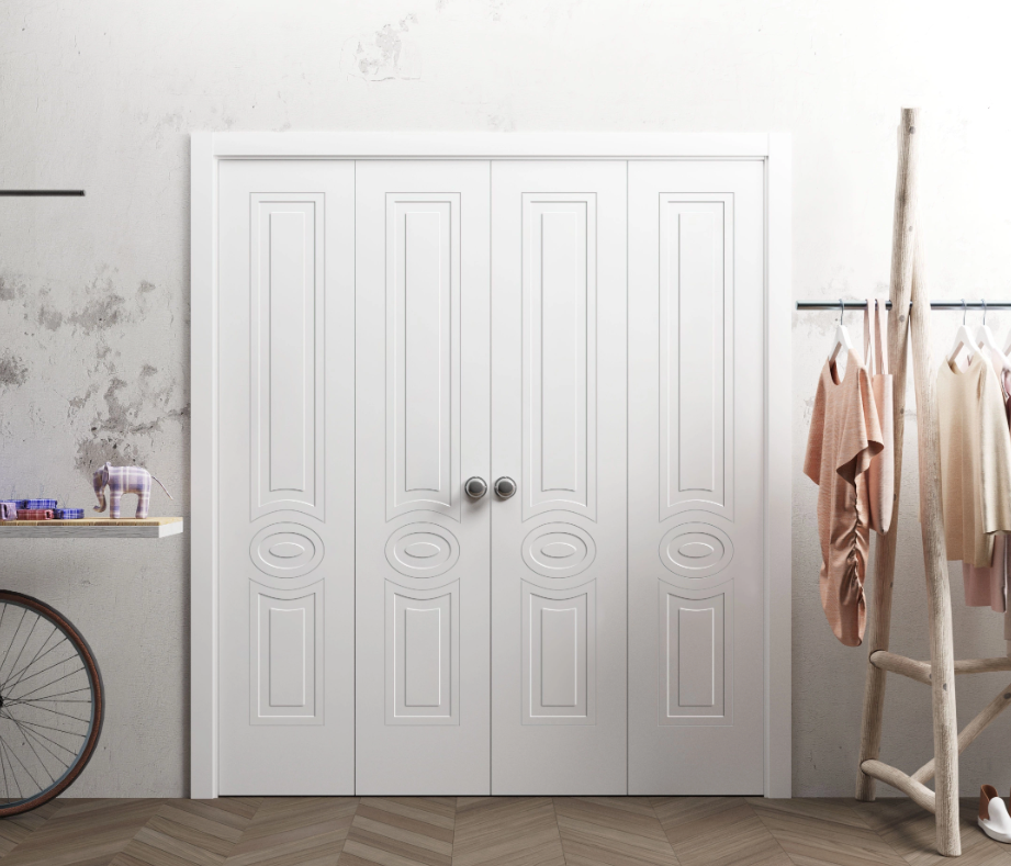 Versailles White Painted Modern Classics Double Bi-Fold Apartment House Door by Doors Near Me