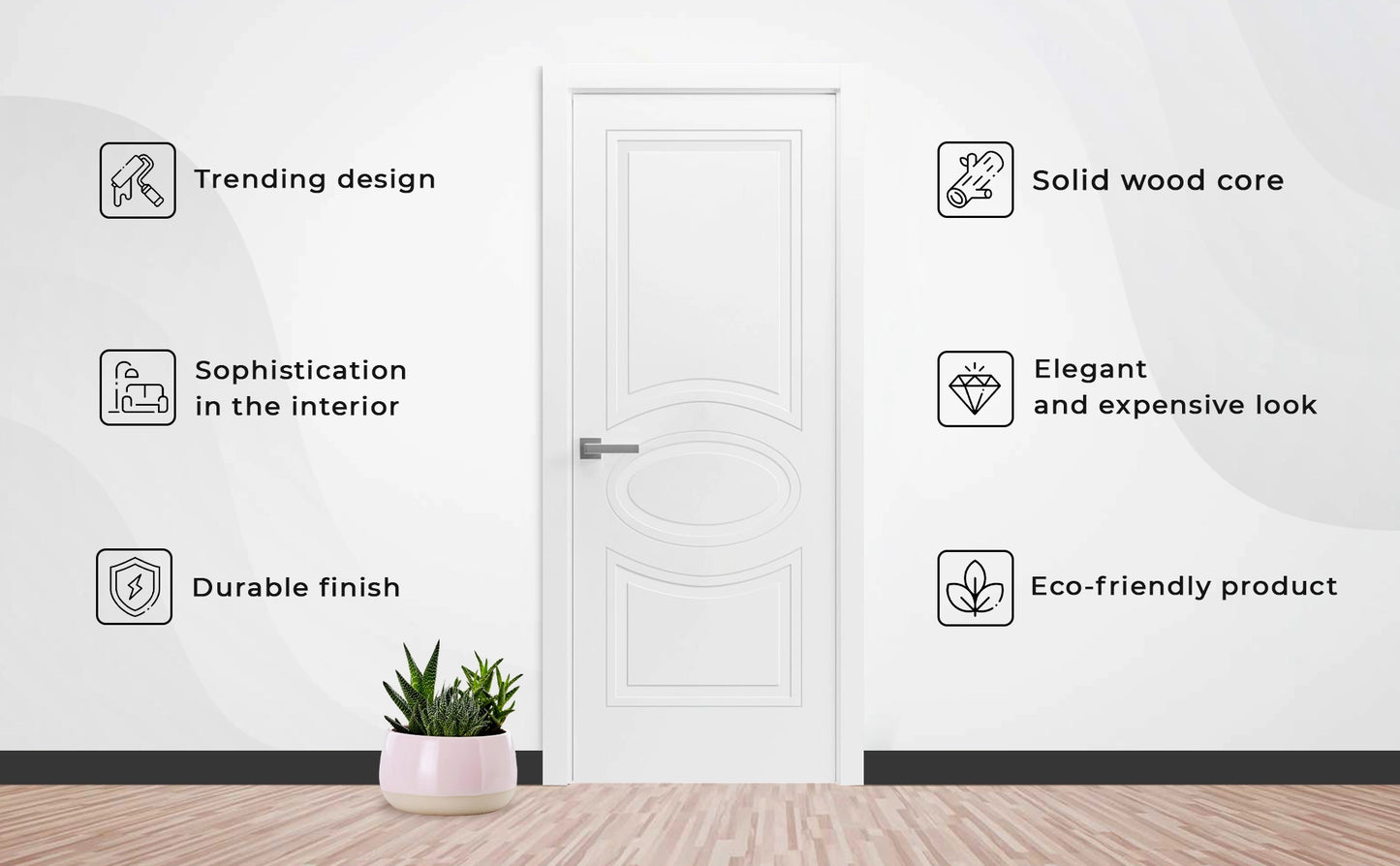 Versailles White Painted Modern Classics Interior Bedroom Bathroom Apartment House Door Complete set with Frames and Casings Included by Doors Near Me