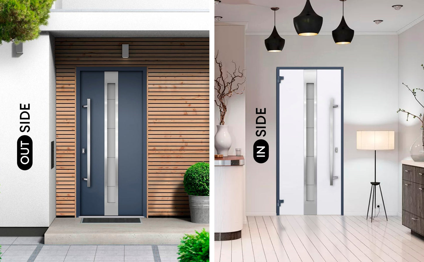 Slate Exterior Front Modern Entry Stainless Steel Security Door Doors near me