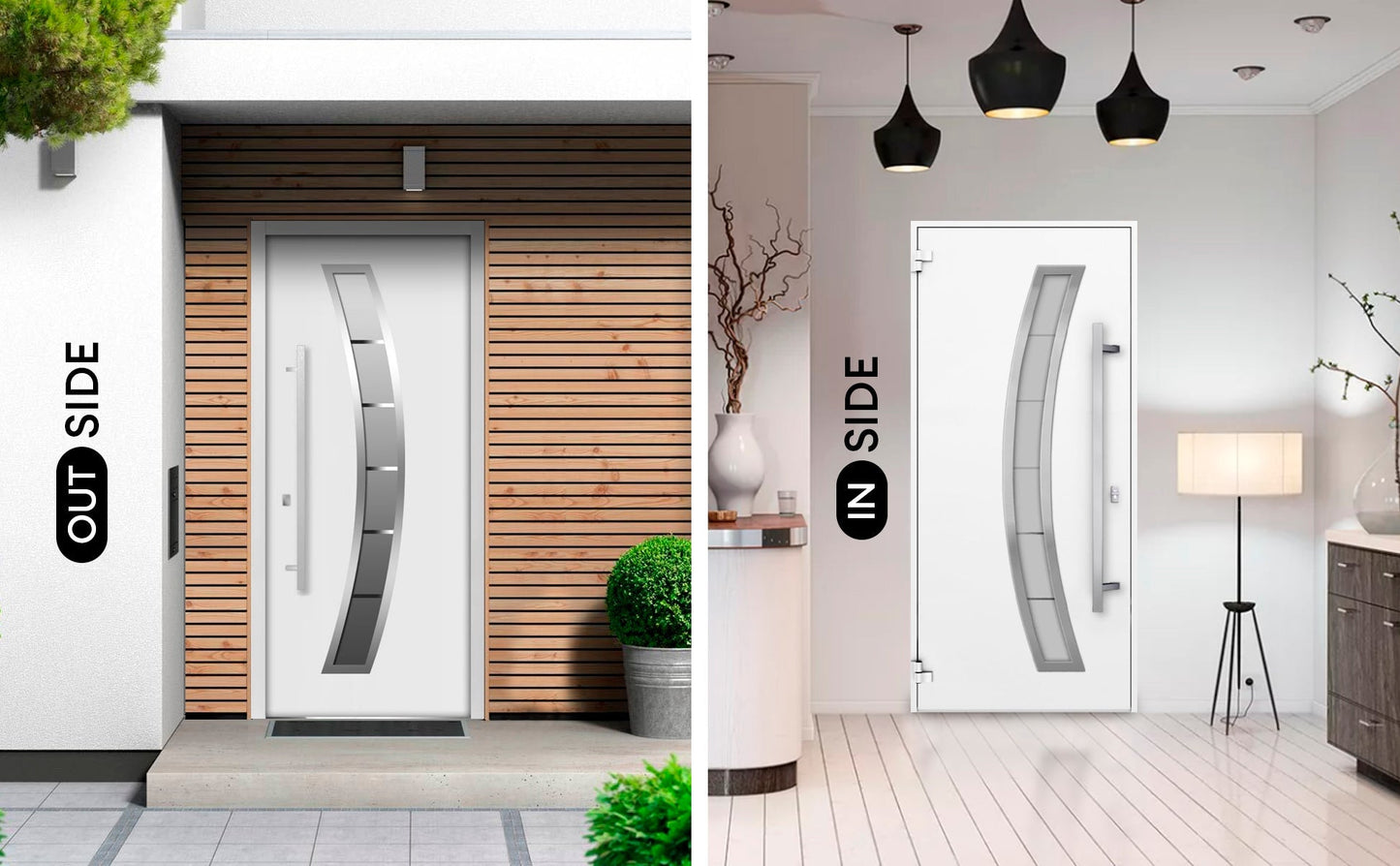 Polaris Exterior Front Modern Entry Stainless Steel Security Door