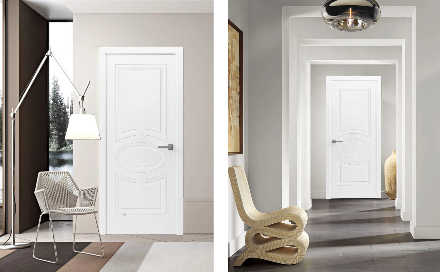 Versailles White Painted Modern Classics Interior Bedroom Bathroom Apartment House Door Complete set with Frames and Casings Included by Doors Near Me