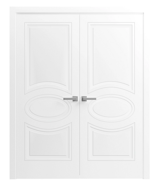 Versailles White Painted Modern Classics French Double Apartment House Door Set with Frames and Casings Included by Doors Near Me