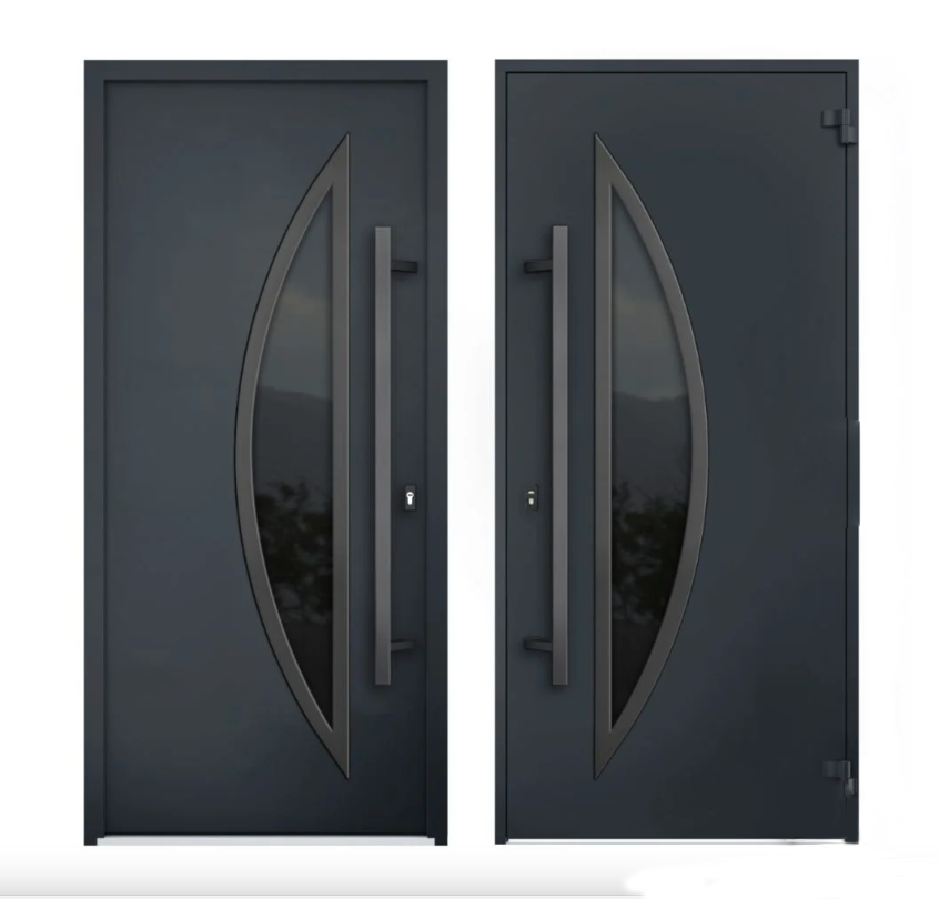 Obsidian Exterior Front Modern Entry Stainless Steel Security Black Door
