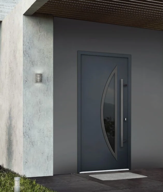 Obsidian Exterior Front Modern Entry Stainless Steel Security Black Door